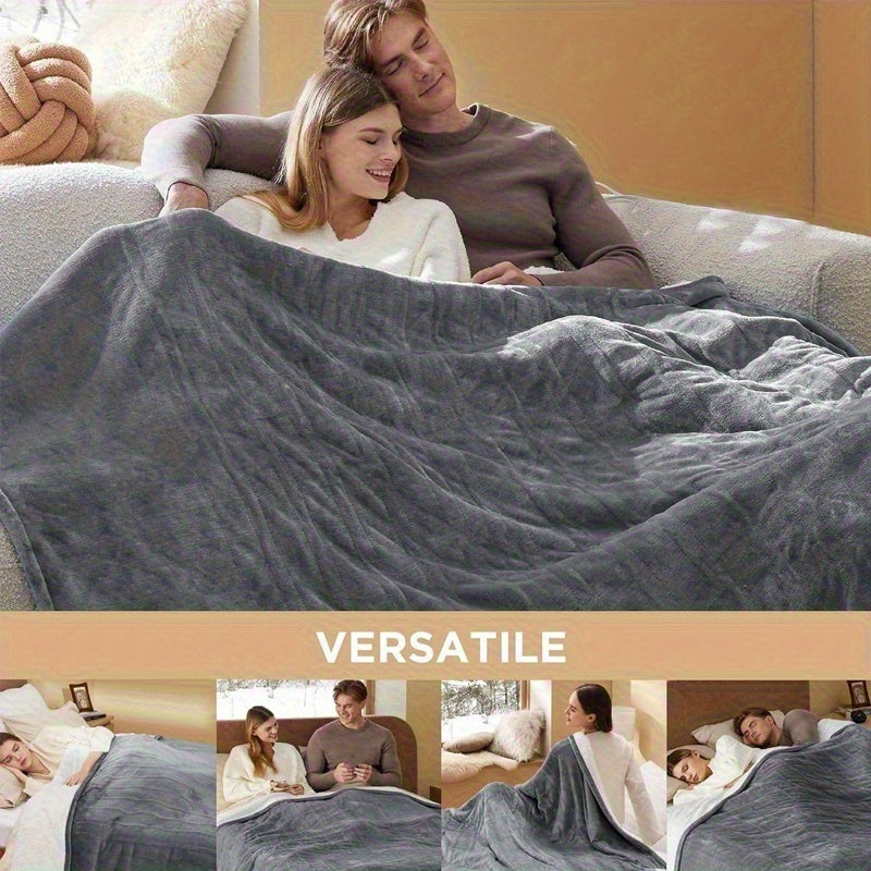 Queen/King Heated Blanket, Electric Heated Blanket, Independent Temperature A/B Zones with Dual Controllers, Heating Bed Blankets with 10 Heating Levels, 1/2/4/6/8 Hours Auto Off, Fast Heating Over, Soft Warm Flannel, Throw/Twin/Full/Queen/King Size