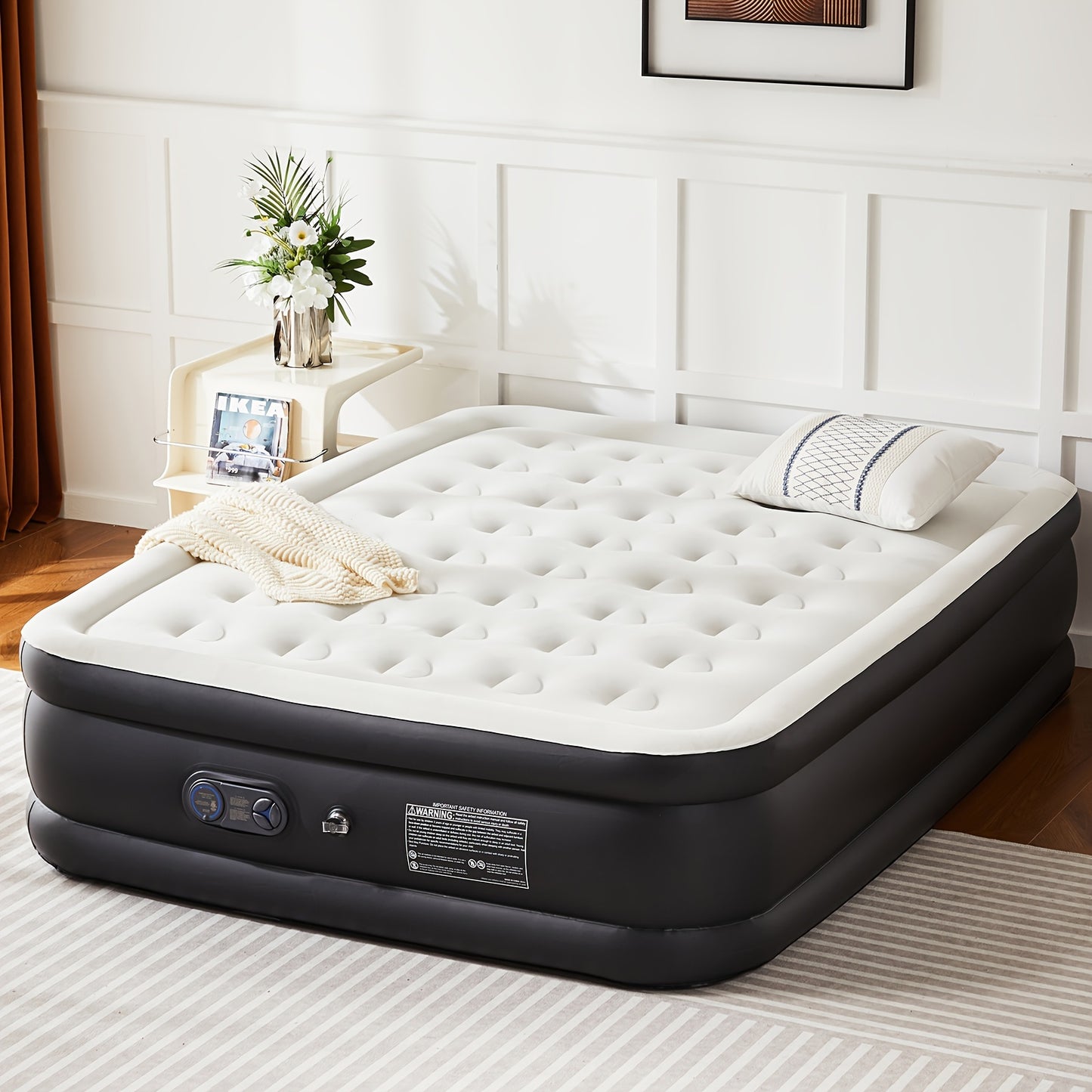 Air Mattress with Coil Beam Support, Plush Velvety Top Non-Slip Bottom for Stability on Smooth Floors And Carpets, Available in Two Sizes And Three Heights, Can Hold Up to 660 Pounds