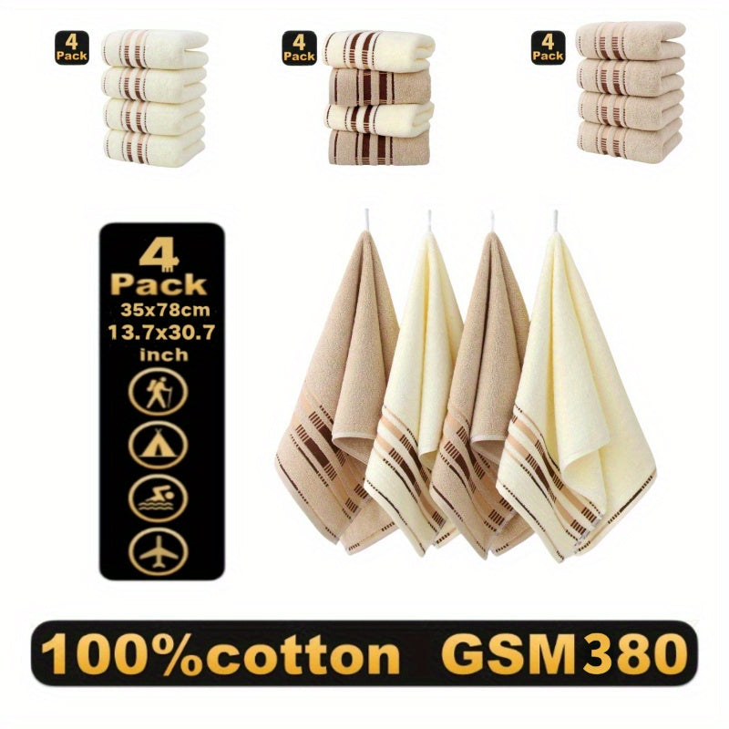 4pcs Set of All Cotton Off Shelf Face Towels, Hotel Salon Beauty Salon Spa Super Absorbent Towels, Adult Couple Home Use Soft and Skin Friendly Pure Cotton Cleansing Towels, Dry Hair Towels