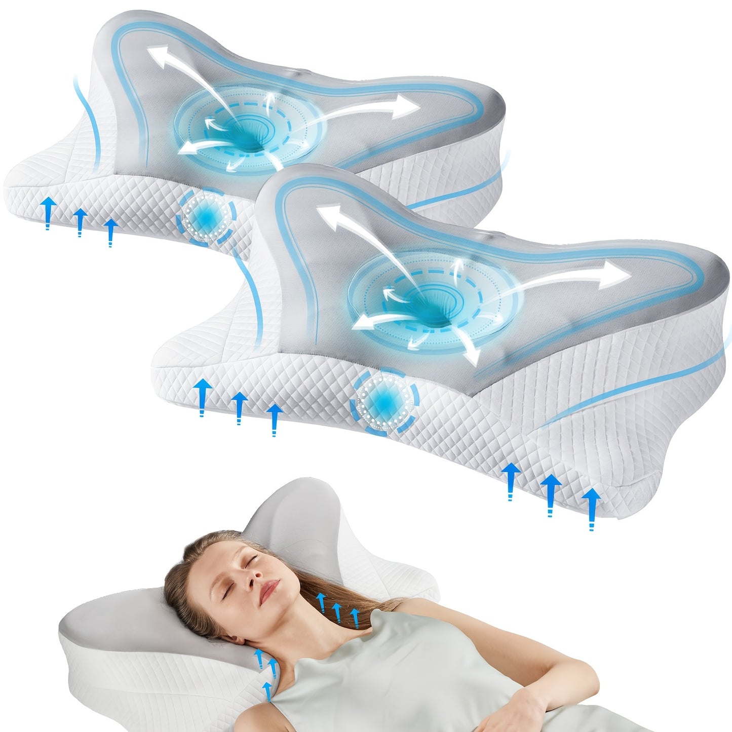 Cervical Neck Pillow, Ergonomic Contour Neck Pillows, Memory Foam Orthopedic Bed Pillow For Side Back Stomach Sleeper, Neck Pillow With Cooling Pillowcase