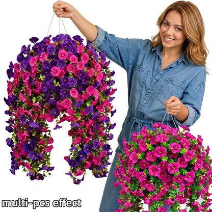 3pcs/216 Flowers High-Density UV-Resistant Artificial Rose Vine Hanging Garland with Realistic Roses & Foliage - Evergreen / Faux Flower Decor Suitable for Garden, Wedding, Porch, Terrace, Wedding Bouquet, Plastic Hanging Vines