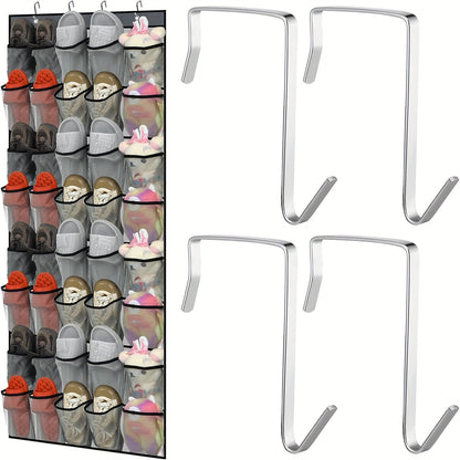 Over the Door Shoe Organizer Hanging Mesh Pocket | 28 35 40 Compartments 7-8 Layer with Hooks | Behind Door Storage Rack for Closet Dorm Room Bedroom Classroom Bathroom