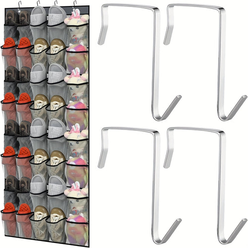 Over the Door Shoe Organizer Hanging Mesh Pocket | 28 35 40 Compartments 7-8 Layer with Hooks | Behind Door Storage Rack for Closet Dorm Room Bedroom Classroom Bathroom