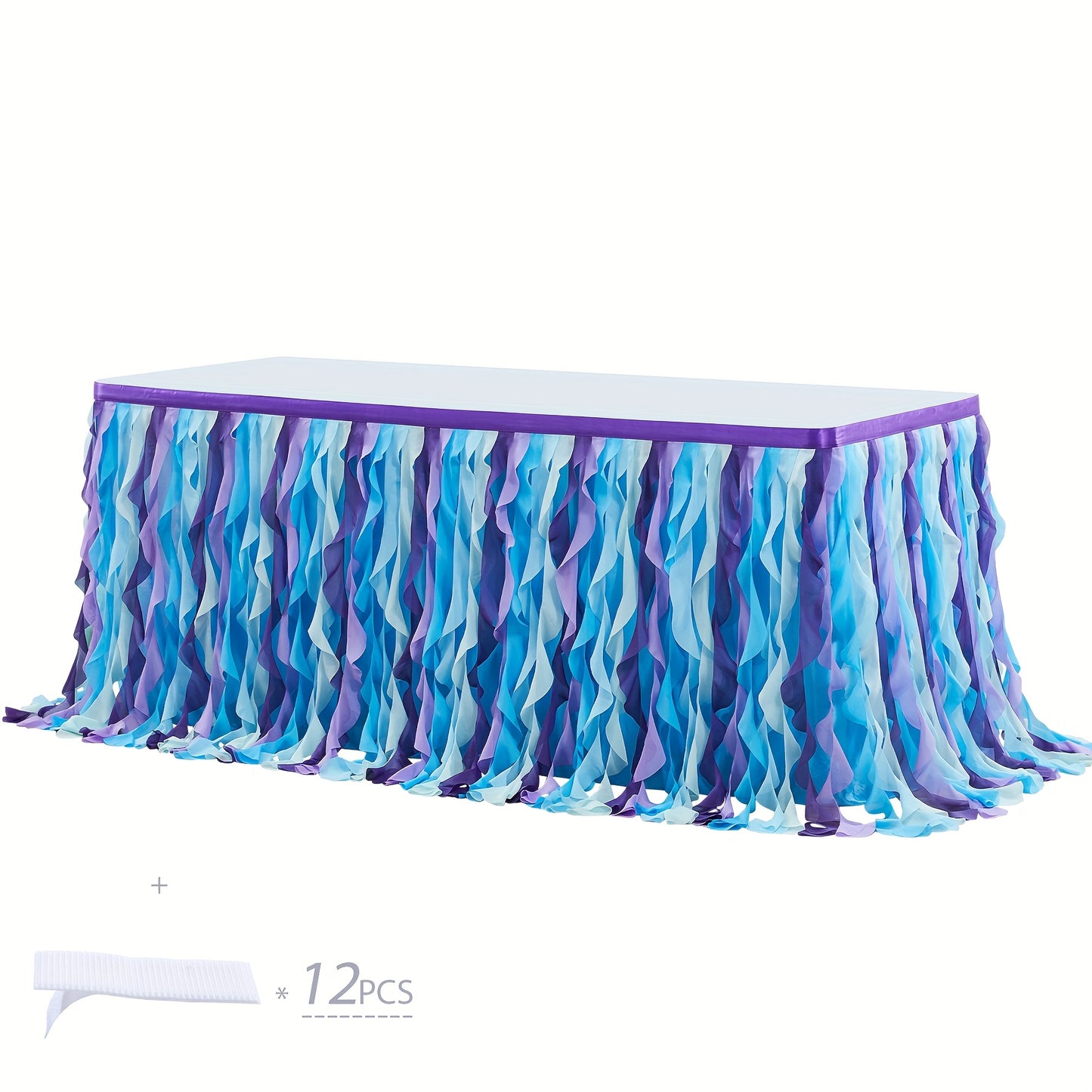 6ft Polyester Willow Table Skirt for Rectangle Round Tables, Ruffle Curly Lace Ballet Tablecloth, Princess Girls Birthday Party Cake Tutu Table Skirt Table Decorations, Christmas Halloween Decoration, Table Skirts for Party Tables, Festive Table Cover, Ev