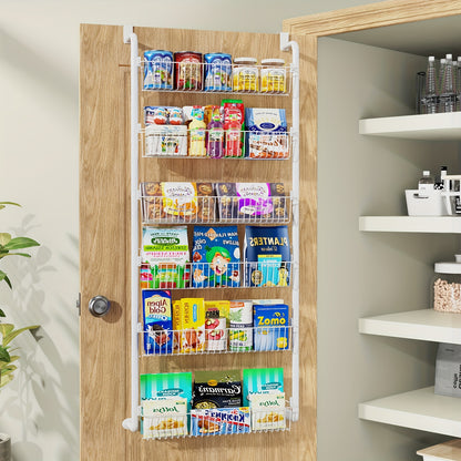 Over The Door Organizer - Heavy Duty Multi-Layer Pantry Storage Rack for Kitchen Bathroom Laundry Room, Space Saving Door Hanging Shelf, 6 or 8 Tier Metal Spice Food Storage Cabinet