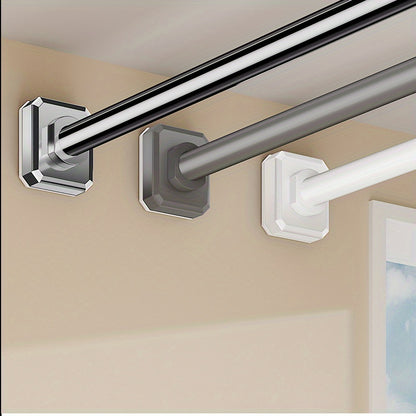 1pc No Hole Home Balcony Hanging Rod, Telescopic Drying Rod, Multifunctional Balcony Coat Rack, Telescopic Tension Curtain Rod, Telescopic Bathroom Bathrobe Towel Rack, No Hole Home Curtain Rod, Bathroom Telescopic Rod