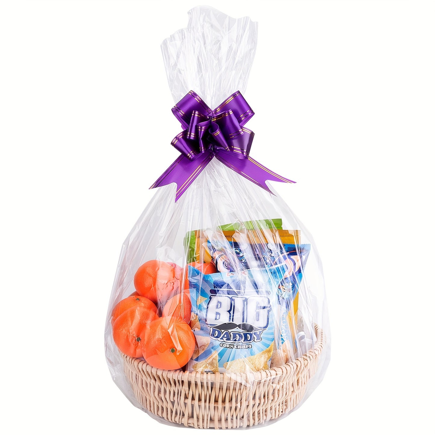 50pcs Large Cellophane Bags for Gift Basket Transparent Cellophane Wrap Bags for Christmas Gift Packaging