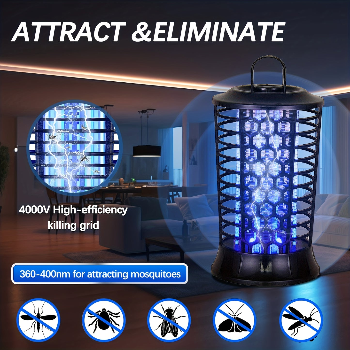 Indoor Mosquito Killer Bug Zapper, Flying Insect Killer, Fruit Fly Traps Indoor, Mosquito Lamp, Insect Zappers, Electric Mosquito Attractant Trap Plug in for Home