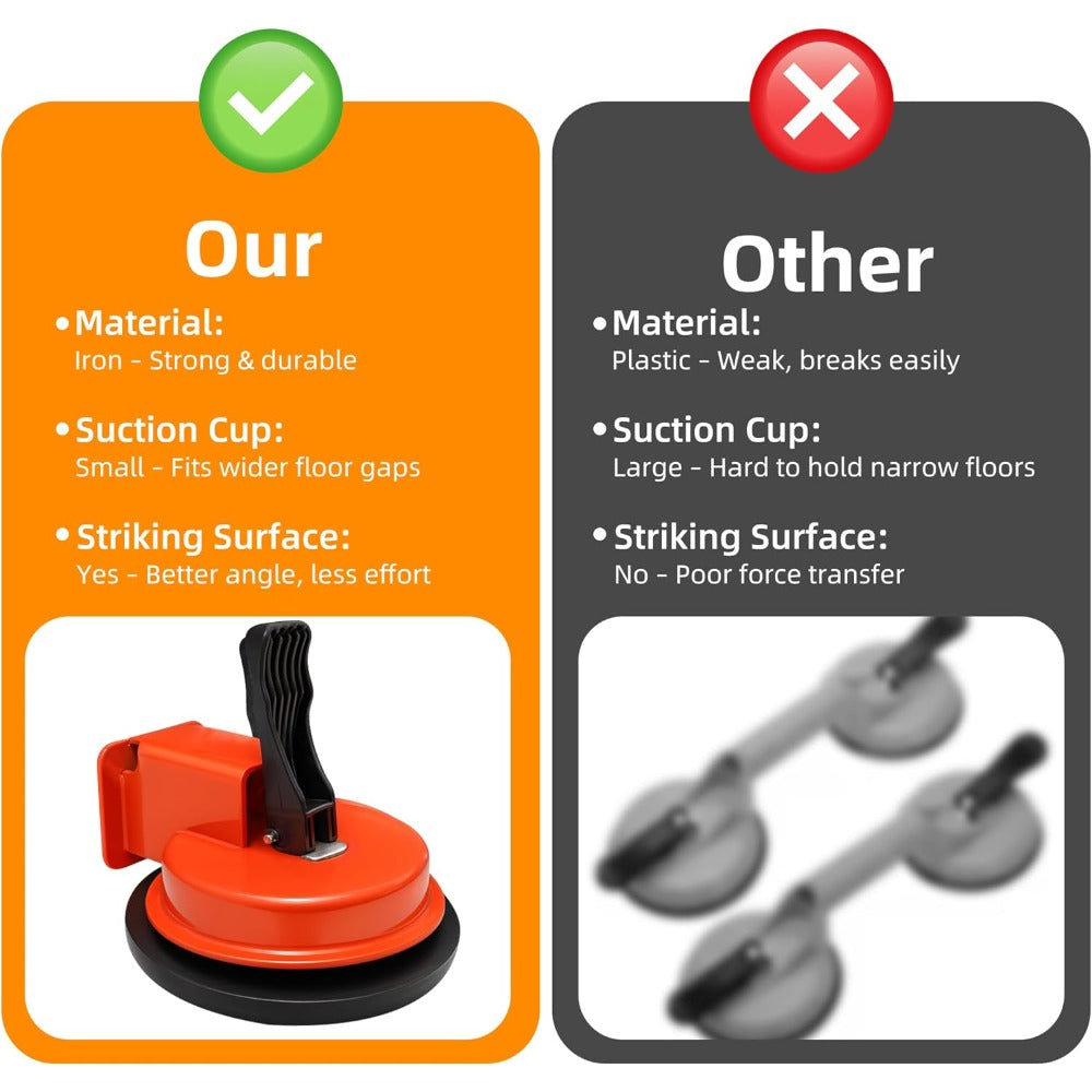 Floor Gap Repair Tool Reinforced Iron Suction Cup Pull System for Laminate Vinyl Composite Engineered Wood PVC Flooring Professional DIY Installation No Hammer Required Flooring Gap Fixer Closer