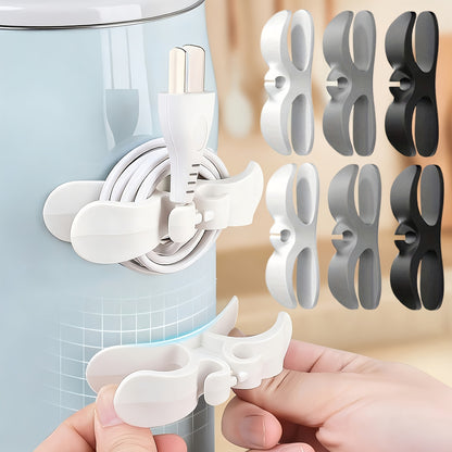 12pcs Wall-Mounted Cable Winders Suitable for Managing Cables in, Coffee Makers, & Small Appliances - Adhesive Concealed Organizers with Plastic Holders, Space-Saving Management Countertop Clutter, Utility Hooks