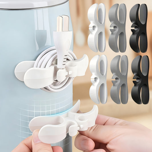 12pcs Wall-Mounted Cable Winders Suitable for Managing Cables in, Coffee Makers, & Small Appliances - Adhesive Concealed Organizers with Plastic Holders, Space-Saving Management Countertop Clutter, Utility Hooks
