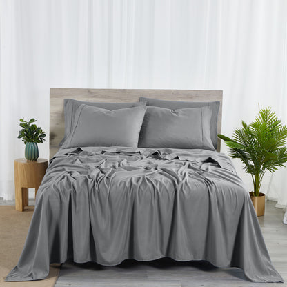 Dan River Bamboo 2000 Thread Count 6-Piece Sheet Set with SnugGrip - Extra Wide Elastic Band on Fitted - Soft, 16 Inch Deep Pocket - Shrink & Wrinkle Resistant