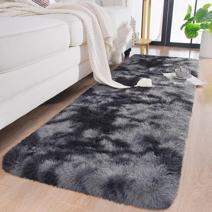 Fluffy Area Rug Tie-Dye Soft Carpet for Living Room Bedroom Office Thickened 1000g/㎡ Machine-Woven Indoor Mat Multi-Color Multi-Size Dark Gray Light Grey Khaki Pink Black White Purple