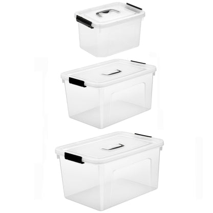 6-Liter Clear Storage Bins with Lids/Handle, 6-Pack Plastic Stackable Container with Latch