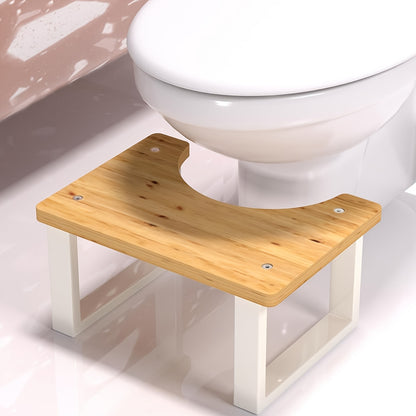 Squat Toilet Stool with Non-Slip Bamboo Surface, Wide Base & 400 LBS Capacity – Ergonomic Bathroom Foot Stool for Adults, Potty Training Aid, Stain & Crack Resistant, Fits Most Toilets, Home & Hotel Use
