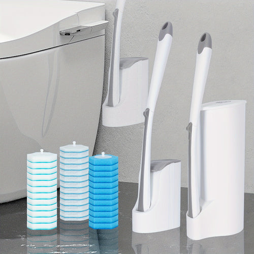 A Set of Disposable Toilet Brushes with 24/22 Replacement And Base, Toilet Cleaning System, Wall Mounted Or Floor-Mounted, Or Only 32 Replacement Heads for Easy Bathroom Cleaning, Toilet Cleaning Halloween, Christmas Decorations