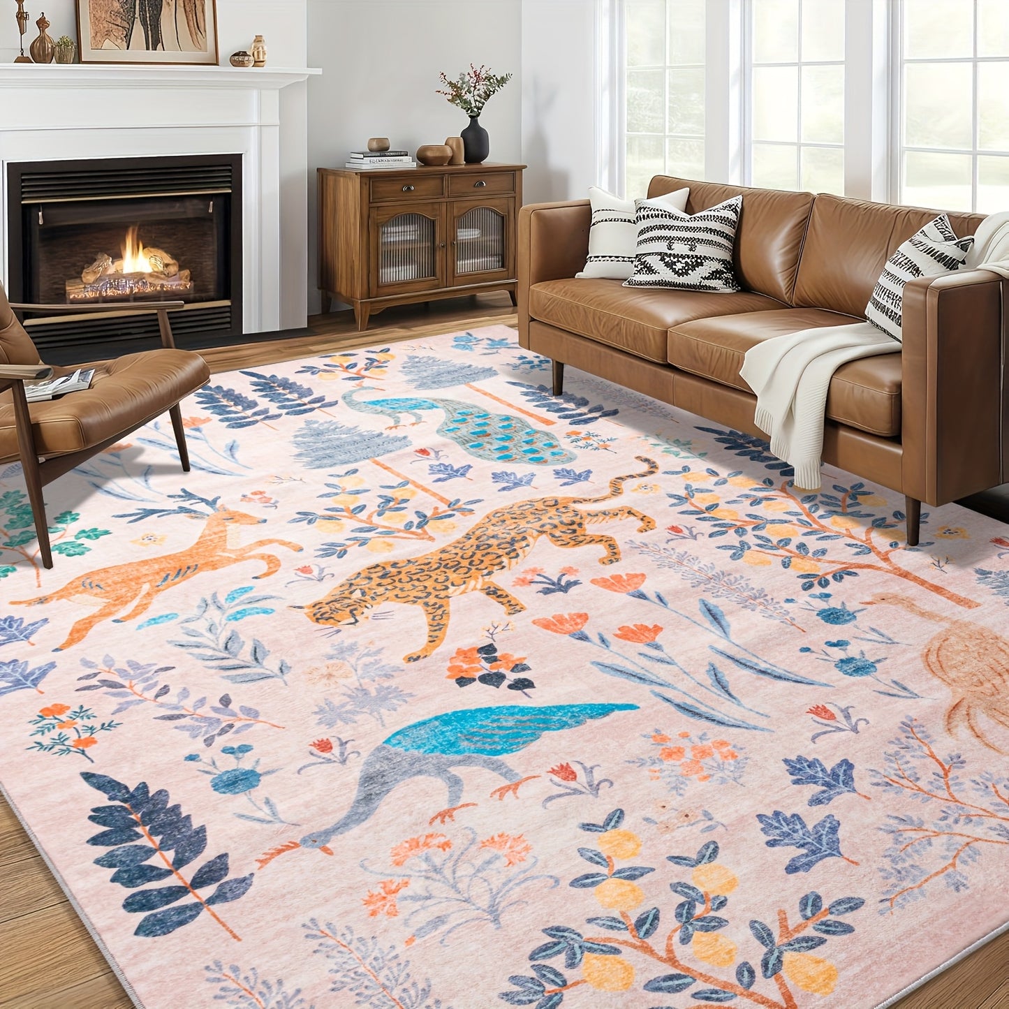 Chakme jungle animal blanket, 5x7 living room tiger area blanket anti slip soft tiger blanket, thin colored animal blanket, bedroom daycare area blanket (5x7ft)