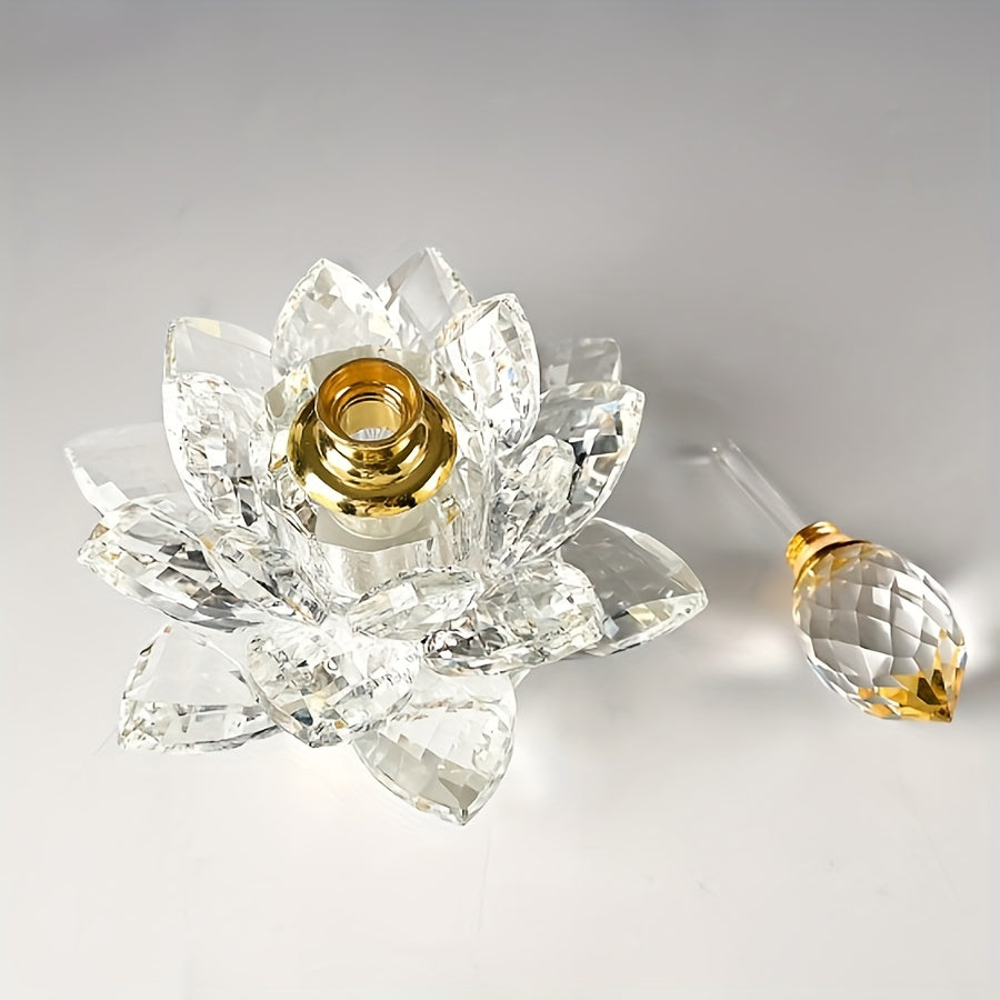 Creative Lotus-Shaped Glass Perfume Bottle, Crystal Decorative Desktop Ornament, Unscented, Glass Decoration, Birthday, Christmas/Holiday Gift