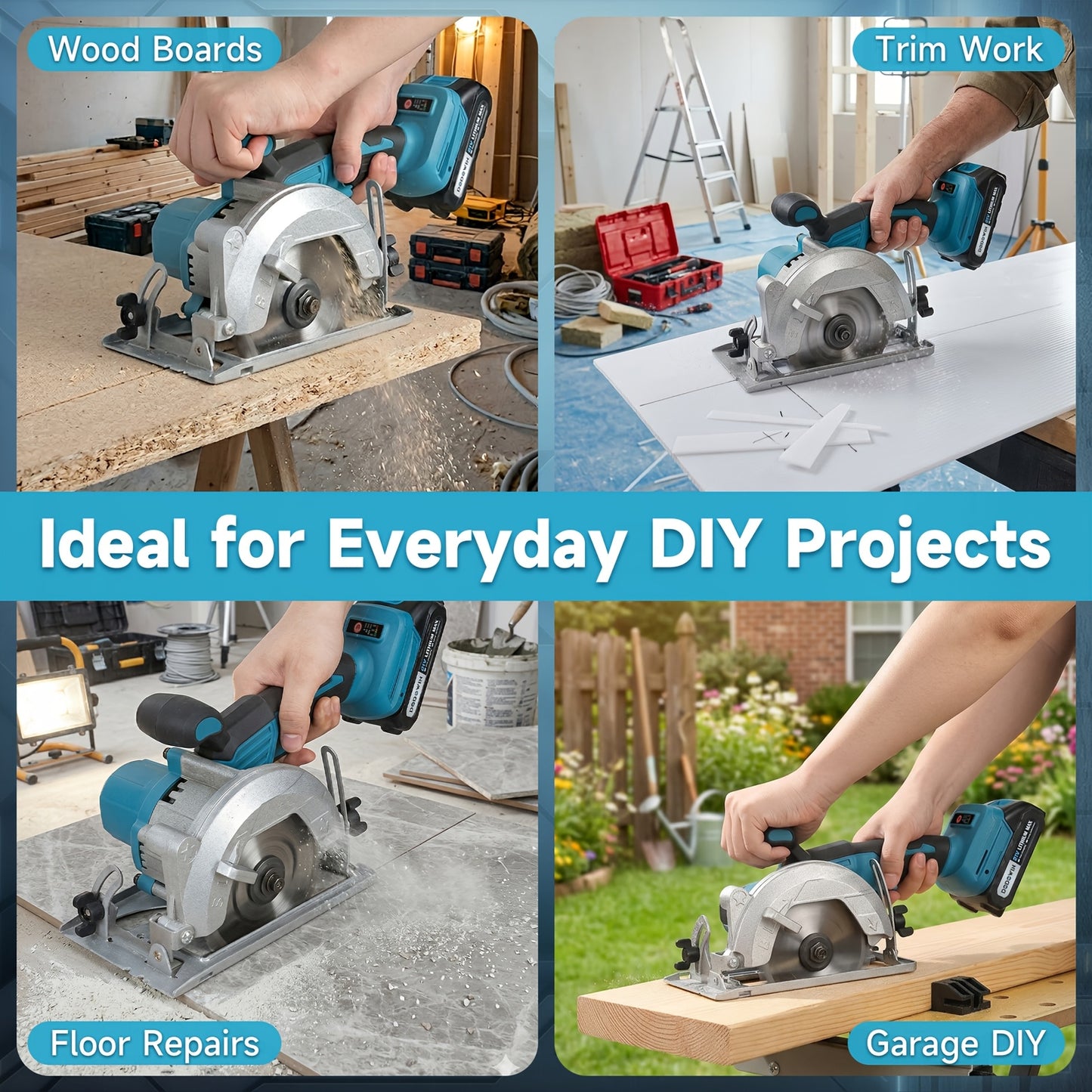 Brushless Circular Saw Kit, 21V, 1/2 Batteries, Charger And Saw Blades Included, Adjustable 45 Degree Cutting Depth, Ideal for Woodworking, Home Projects, Gift for Men