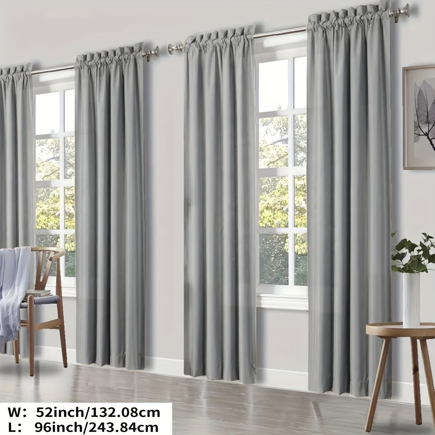 YOULEYAR 4 Panel Modern Blackout Thermal Insulated Energy Saving Curtain Drapes - Blocking Thermal, Solid Color Panels Suitable for Bedroom, Living Room, - Rod Pocket, Year-Round Use