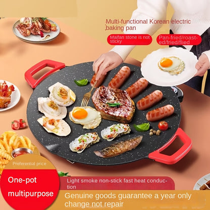 Aoran 18 "/19" Red Handle Electric Baking Pan, Indoor Electric Frying Pan, Five-speed Adjustable, Non-stick Pan Easy to Clean Electric Baking Pan