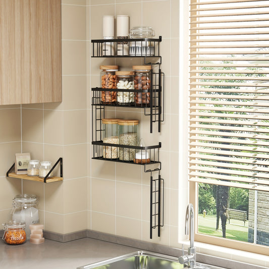 TOMNK Fire Escape Wall Shelf - Decorative Ladder Shelf, Wall Art Floating Shelf Black Metal Shelves For Bedroom, Home Office Storage And Display (3-Tier), Room Decor, Bathroom Decor, Floating Shelves