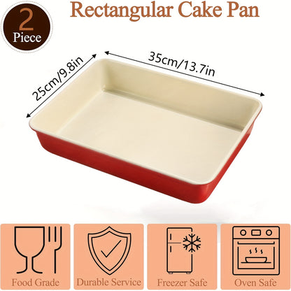 2pcs Baking Pan Set, 13" X 9"Baking Deep Pan, 0.6mm Thick Carbon Steel Cake Pan, Non-Stick Oven-Safe Trays for Baking/Roasting