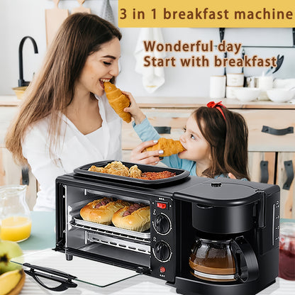 [3 In 1 Breakfast Machine] 3 In 1 Breakfast Machine, Coffee+ Toast+ Frying Pan, One-Touch Timing, Fast Cooking, Lazy Breakfast Tool, 110V US Standard