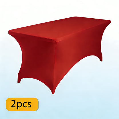 Spandex Tablecloth for 6 ft Rectangle Tables – Elastic Fitted Table Cover for Events, Parties, Weddings & Banquets – Wrinkle-Free Stretch Fabric in Black, White & Red, Indoor & Outdoor Use
