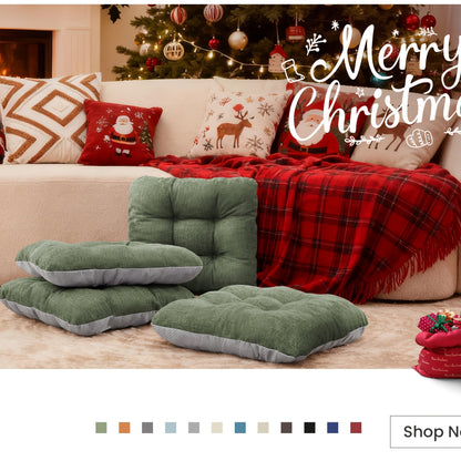 New Year Memory Foam Chair Cushions Set Of 4, Kitchen Chair Cushions with Non-Slip Backing, Seat Cushions for Kitchen Chairs, Indoor Chair Pads with Ties 500gsm