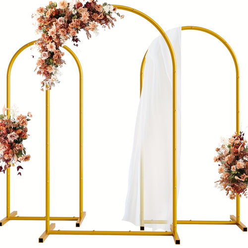 for party Packs Metal Arch Backdrop Stand Golden Wedding Arch Stand Set Of 3 (7.2ft/6.6ft/6ft), Square Arch Frame For Party Packs, Birthday, for party, Graduation, Ceremony Decoration, Thanksgiving Gifts, Halloween Gifts