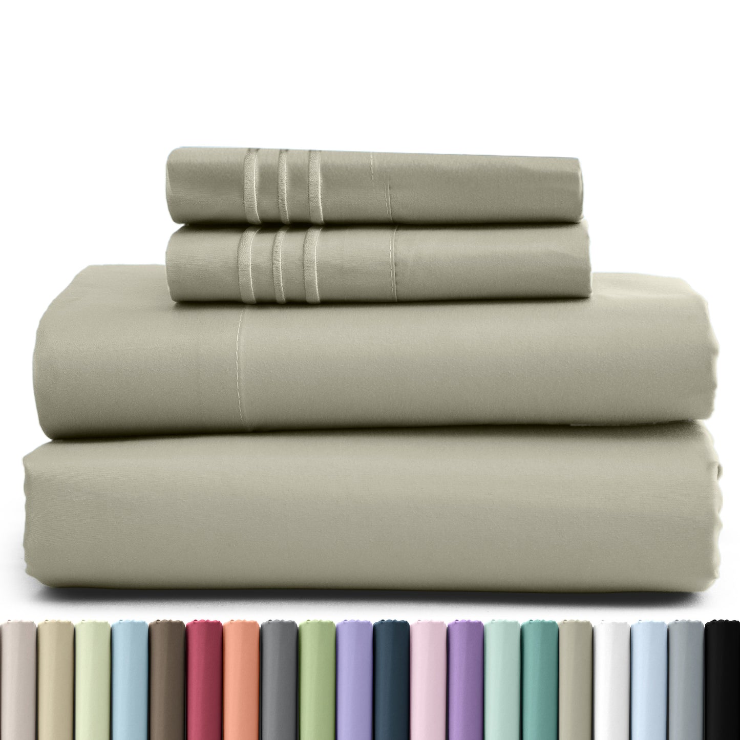 Hannah Bedding 4 Pieces Solid Colors Bed Sheets - 1800 Series Brushed Sheet Set With Pillowcases, Deep Pocket Bedding Set For Ultimate Comfort - Lightweight And Breathable Cooling Sheet Set - 16 Inches Deep Pocket