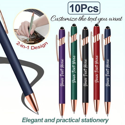 Personalized Metal Ballpoint Pens 10pcs Custom Engraved with Name or Logo - Smooth Black Ink, Elegant Business Gift Pens for Daily Office Use, Christmas, Thanksgiving, Halloween, Corporate Giveaways
