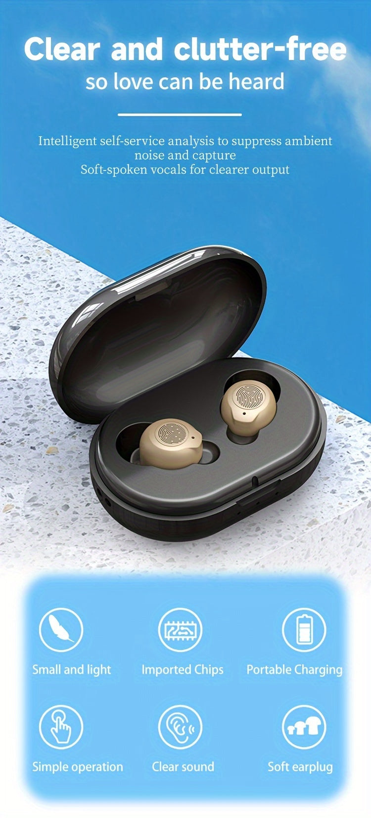 An Elderly Hearing Aid With A Large Capacity Charging Compartment, Professionally Designed Intelligent Noise Reduction, And 10 Second Delayed Startup Without Whistling
