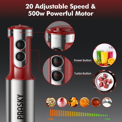 5-in-1 Handheld Mixer, With Attachments - Whisk, Measuring Cups, Heavy Duty Motor, Meat Chopper, Kitchen Must Haves, Immersion Blender