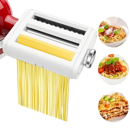Stainless Steel Pasta Maker Attachment for Stand Mixers - 3-in-1 Noodle Making Kit, Perfect for Homemade Spaghetti & Fettuccine