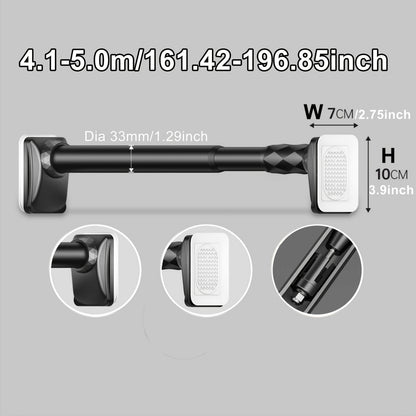 15.75inch - 196.85inch No Drilling Curtain Rail 33Mm Diameter Telescopic Shower Curtain Rod, Extendable Telescopic Rod, Long Adjustable Curtain Rod for Large Windows