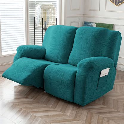 1/2/3/ Seat Plus Center Control Recliner Sofa Cover, Winter Insulation, Furniture Decoration, High Stretch Big Leaves Jacquard Sofa Recliner Cover, Soft And Washable, Loveseat Recliner Cover with Console, Home Decoration, Mother'S Day Gifts