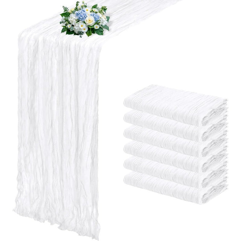 6-Pack Boho Gauze Table Runners | 21.7×72.8 Inch Semi-Sheer Cheesecloth Fabric, Polyester, 70-80 g/㎡, for Wedding, Baby Shower, Birthday & Home Garden Farmhouse Decoration by Dololoo