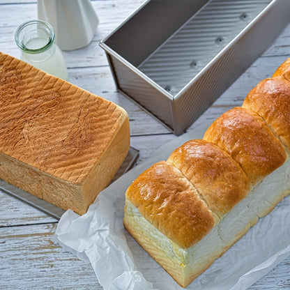 1/2pcs Extra Large Pullman Loaf Pan with Lid 12.3x4.7x4.3 Inches, Bread Knife Included, Vent Holes for Baking, Black Lid Bread Pan for Sandwich Bread