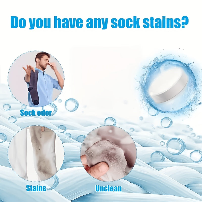 Sock Cleaning Tablets - Deep Penetration Cleaning And Odor Neutralization for Dirty Socks, Removing Sweat, Stains, And Smells (12 Tablets) | Sock Laundry Soaking Tablets | No Scrubbing Required