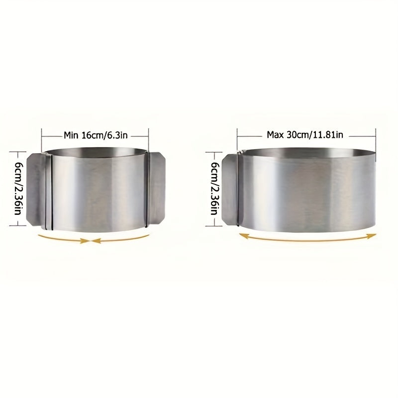 2pcs Adjustable Stainless Steel Cake Ring Mold - 6.3" to 11.8" Diameter, Heavy-Duty 400 Series Construction, Non-Stick Surface, Ideal for Mousse And Baking