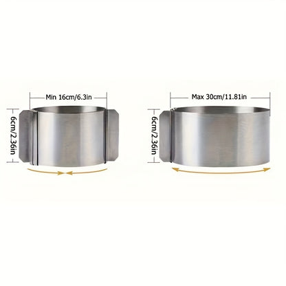 2pcs Adjustable Stainless Steel Cake Ring Mold - 6.3" to 11.8" Diameter, Heavy-Duty 400 Series Construction, Non-Stick Surface, Ideal for Mousse And Baking