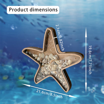 Wooden Starfish Tray – Ocean-Themed Organizer Dish for Desk & Dresser, Display Crystals Shells Agates, Nautical Home Decor, Thoughtful Beach House Gift for Holiday Season