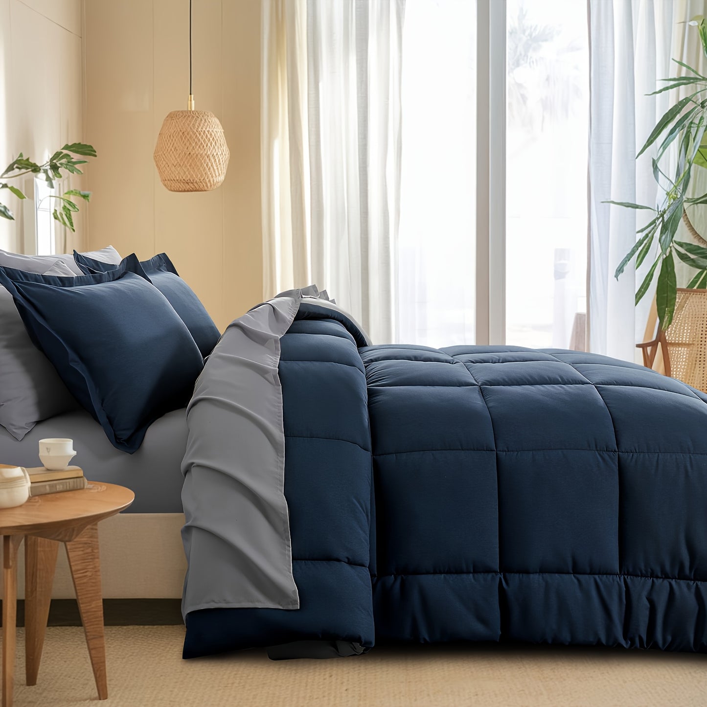 7pcs Comforter Set-Luxury Soft Fluffy Bedding With 1 Comforter, 1 Fitted Sheet, 1 Flat Sheet, And 4 Pillowcases & Pillow Cover-All Season Quilte Set Queen, Hypoallergenic, Breathable, Easy Care, Valentine'S Day Bed In A Bag, Gifts For Her