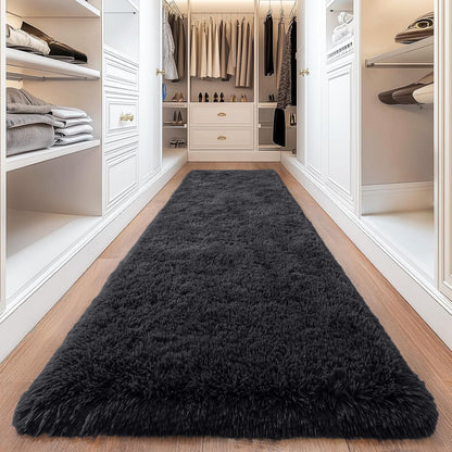 Large Shaggy Rug, 4x6ft Plush Faux Fur Rug, Low Pile Extra Soft Area Rug, Long Hallway Runner, Indoor Floor Mat, Heavy Duty Long Lasting Machine Washable Rug, Non Slip Backing for Living Room Kitchen Modern Home Decor Carpet Mat