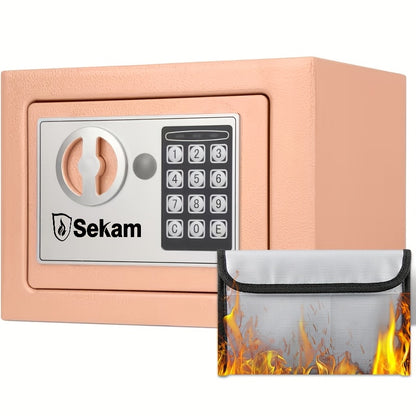 Heavy-Duty Fireproof Steel Safe With Cash Bag - Secure Home Safe Box With Keypad & Key Lock, Ideal For Storing Money, Documents, And Valuables (Black)Valentine'S Day