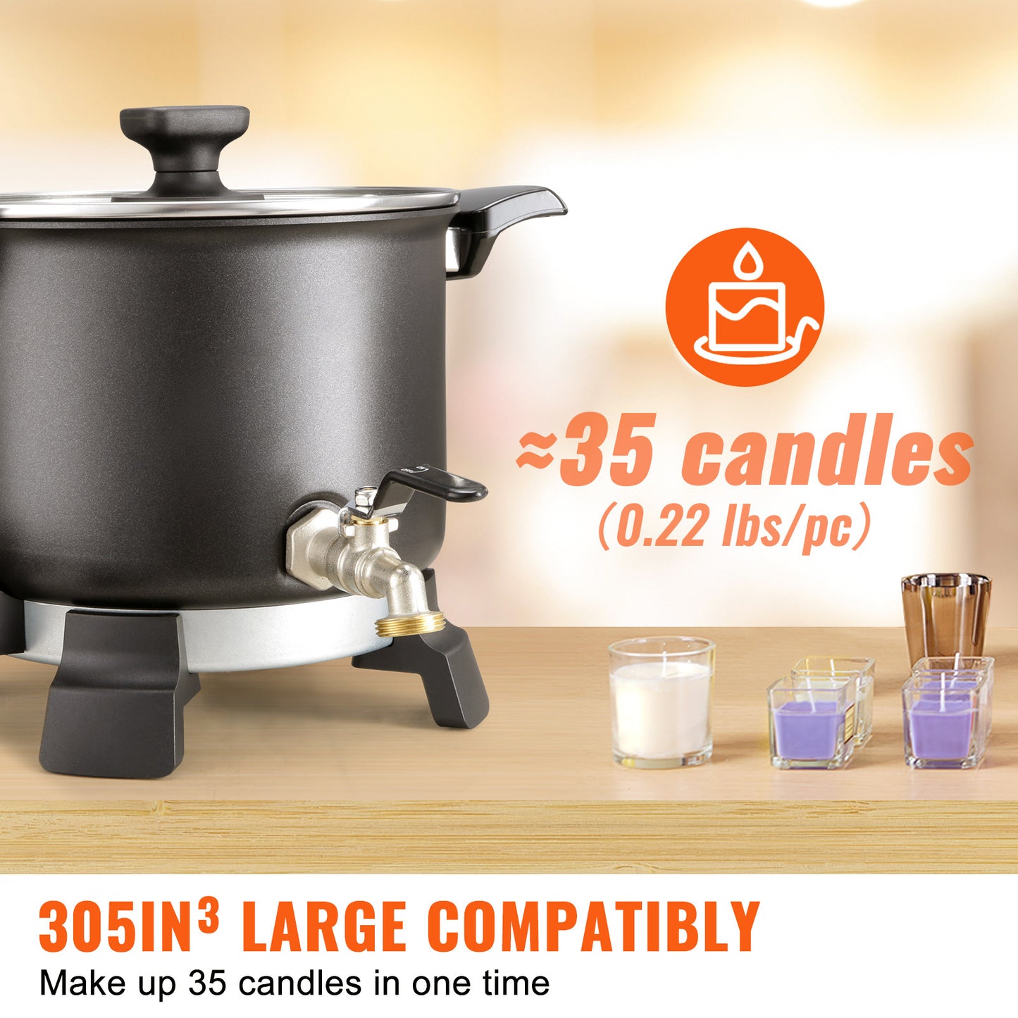 VEVOR 5 Liter Wax Melter for Candle Making, Large Electric Wax Melting Pot Easy Pour Spout, 4-level Temperature Control, Easy Clean for Candle Soap Cream Beauty Bulk Production Business or Home