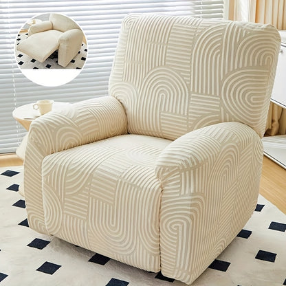 Elastic Jacquard Recliner Sofa Cover, Single Seat Relaxing Reclining Chair Covers, Relax Armchair Cover Furniture Protector for Living Room Bedroom Office Decor