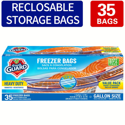 Reclosable Food Storage Bags Heavy Duty Ziplock Seal Fresh-Keeping Bags for Fruits Vegetables Grains Meat Kitchen Organizer Multiple Sizes 0.25 Gal 1 Gal 2 Gal